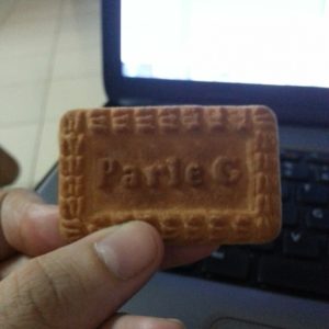 Eating Parle-G Biscuit