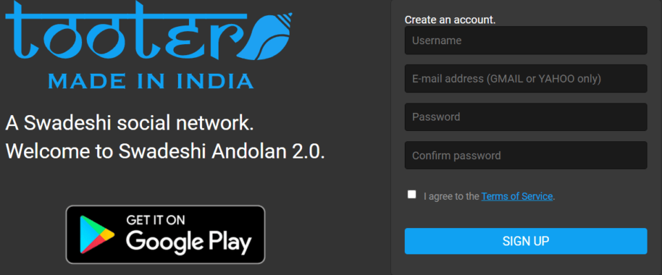 tooter swadeshi social network