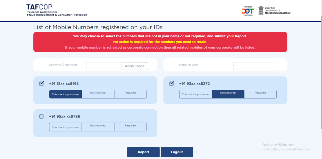 How to Report Unknown Mobile Numbers Appear in the List Registered with Your Aadhaar ID?